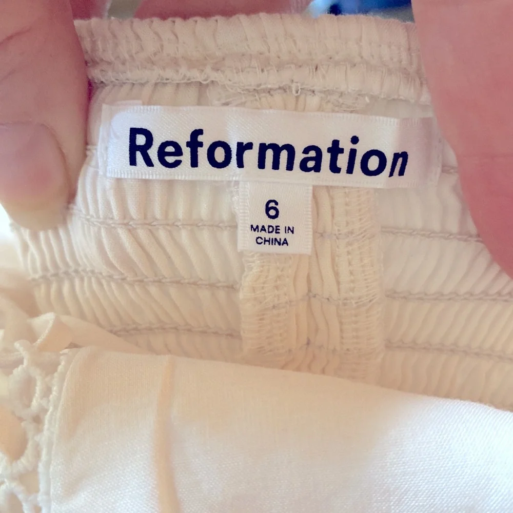 Reformation Nola Cotton Top, Cream Lace Up French Size 6 NWOT